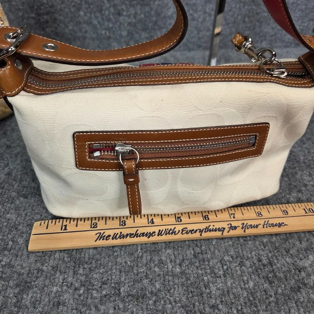 Coach Vintage Canvas Leather Bag Mini Sufflette Baguette Purse Patriotic y2k
